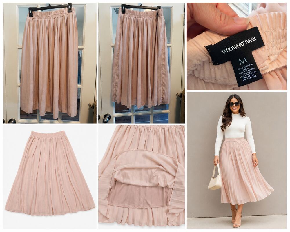 Who What Wear Women's Pleated Midi Skirt – Blush Pink